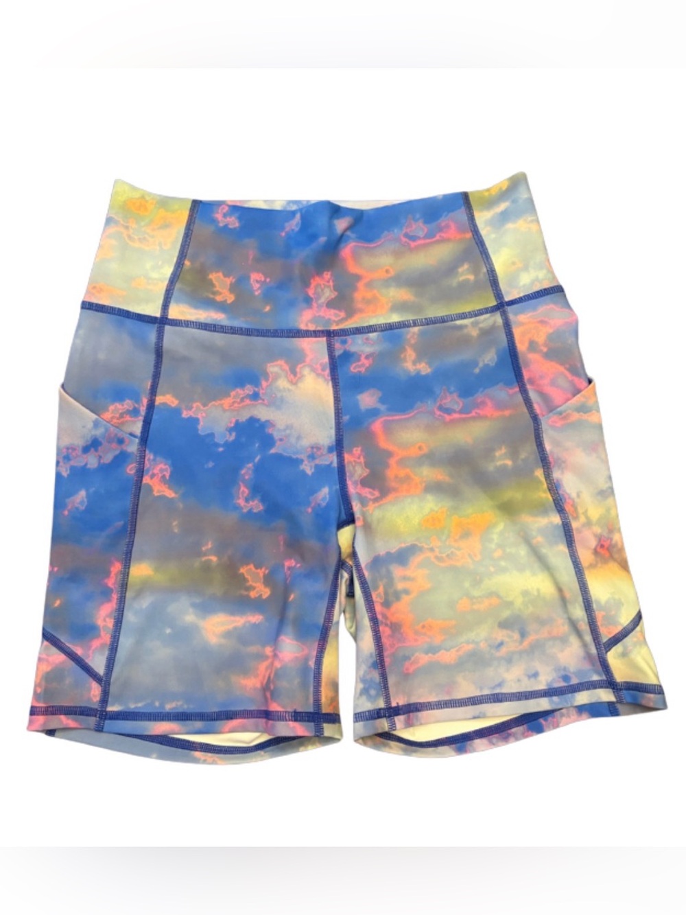 Fabletics Cloud Print High-Waist Biker Shorts in Multicolor